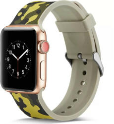 Apple Watch 4-6, SE, SE (2022) (42 / 44 mm) / Watch 7-9 (45 mm) / Watch Ultra 1-2 (49 mm), szilikon pótszíj, állítható, terep minta, C12, Xprotector, mintás/zöld - tok-shop