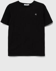 Calvin Klein gyerek pamut póló fekete, sima - fekete 140
