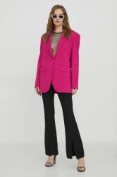 Moschino Jeans blézer gyapjú keverékből rózsaszín, sima, egysoros gombolású - rózsaszín 36