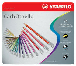 STABILO Pasztell ceruza készlet, kerek, fém doboz, STABILO "CarbOthello", 24 különböző szín (TST14246) - fapadospatron