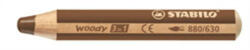 STABILO Színes ceruza, kerek, vastag, STABILO "Woody 3 in 1", barna (TST880630) - fapadospatron