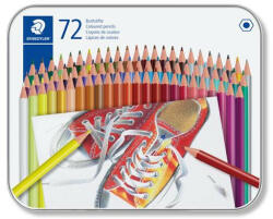 STAEDTLER Színes ceruza készlet, hatszögletű, fém dobozban, STAEDTLER "175", 72 különböző szín (TS175M72) - fapadospatron