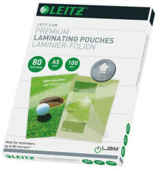 LEITZ Meleglamináló fólia, 80 mikron, A5, fényes, UDT technológiával, LEITZ "iLam" 100 db (E74920000)