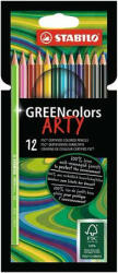 STABILO Színes ceruza készlet, hatszögletű, STABILO "GreenColors ARTY", 12 különböző szín (TST6019121A) - fapadospatron