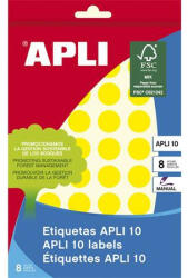 APLI Etikett, 16 mm kör, kézzel írható, színes, APLI, sárga, 432 etikett/csomag (LCA2738) - fapadospatron