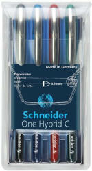 Schneider Rollertoll készlet, 0, 3 mm, SCHNEIDER "One Hybrid C", 4 szín (TSCOHC03K4) - fapadospatron