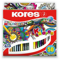 Kores Színes ceruza készlet, háromszögletű, KORES "Triangular", 50 különböző szín (IK93350) - fapadospatron