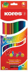 Kores Színes ceruza készlet, kétvégű, háromszögletű, KORES "Duo", 24 különböző szín (IK100612) - fapadospatron
