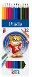 ICO Színes ceruza készlet, hatszögletű, ICO "Creative Kids", 12 különböző szín (TICSZCV12) - fapadospatron