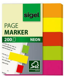 Sigel Jelölőcímke, papír, 5x40 lap, 12x50 mm, SIGEL "Neon Mini", vegyes szín (SIHN655) - fapadospatron