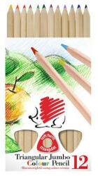 ICO Színes ceruza készlet, háromszögletű, vastag, natúr, ICO "Süni", 12 különböző szín (TICSUCN12) - fapadospatron