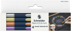 Schneider Metálfényű rollertoll készlet, 0, 4 mm, SCHNEIDER "Paint-It 050" 4 különböző szín (TSC050V4) - fapadospatron