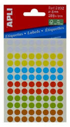 APLI Etikett, 8 mm, kör, kézzel írható, színes, APLI, vegyes színek, 288 etikett/csomag (LCA2092) - fapadospatron
