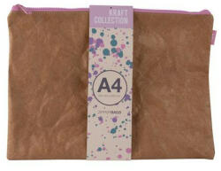 APLI Rendszerező tasak, cipzáras, bőrhatású textúra, műanyag, A4, APLI "Kraft", vegyes színű cipzár (LCA19158) - fapadospatron