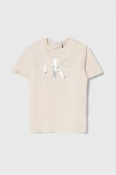 Calvin Klein gyerek pamut póló bézs, nyomott mintás - bézs 176 - answear - 12 990 Ft
