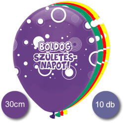 Globos Lufi, Boldog születésnapot , buborékos, vegyes színekben 10 db/cs