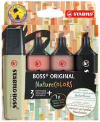 STABILO Boss Original NatureCOLORS szövegkiemelő készlet 4 db-os (sárzöld, vörösbarna, sötétbarna, fekete)