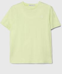 Calvin Klein gyerek pamut póló zöld, sima - zöld 128 - answear - 8 990 Ft