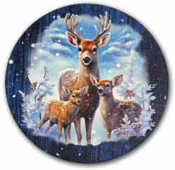 Nyomtatott fa tábla koszorú közép - Szarvas és őzikék 14, 8cm - kosarbolt