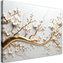 Gario Vászonkép Fehér virágok egy arany ágon Méret: 60 x 40 cm