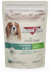 BonaCibo Pouch Adult dog csirke, marha alutasakos eledel kutyák részére 12x100g