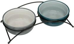 TRIXIE 24536 Ceramic Bowl Set - kerámia tál szett (petrol zöld/szürke) kutyák részére (2x0, 6l /Ø15cm)