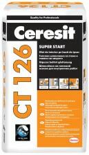 Ceresit CT 126 este un glet pe bază de ipsos, în sac de 20 kg, pentru interior, care permite straturi de până la 10 mm. Se aplică pe tencuială, beton sau gips-carton, oferă finisaj alb mat și poate fi vopsit 