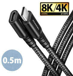 AXAGON BUCM32-CF05AB 0, 5m USB C fekete hosszabbító kábel