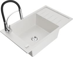 Mexen Elias, 1 kamrás gránit mosogató 795x480x200 mm és Aster mosogató csaptelep, fehér, 6511-20-73450-07 (6511-20-73450-07)