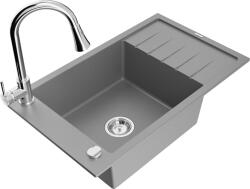 Mexen Elias, 1 kamrás gránit mosogató 795x480x200 mm és Elia mosogató csaptelep, szürke, 6511-71-670101-00 (6511-71-670101-00)
