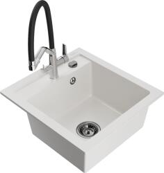Mexen Vito, 1 kamrás gránit mosogató 520x490x210 mm, Duo mosogató csaptelep, fehér, 6503-20-671701-07-B (6503-20-671701-07-B)