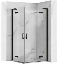 Rea Hugo Double, 2 szárnyas zuhanykabin 80 (ajtó) x 80 (ajtó) x 205 cm, 6mm átlátszó üveg, fekete profil, REA-K6600 (REA-K6600)