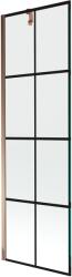 Mexen Next, kádparaván 1 szárny 60 x 150 cm, fix szárny, 6 mm átlátszó üveg fekete mintával, rózsa arany profil, 895-060-000-00-77-60 (895-060-000-00-77-60)