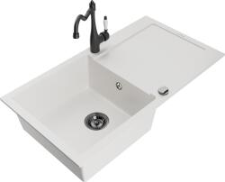 Mexen Leo, 1 kamrás gránit mosogató 900x500x190 mm és mosogató csaptelep Carla, fehér, 6501-20-670700-70 (6501-20-670700-70)