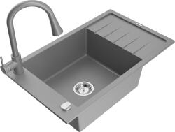 Mexen Elias, 1 kamrás gránit mosogató 795x480x200 mm és Elia mosogató csaptelep, szürke, 6511-71-670101-71 (6511-71-670101-71)