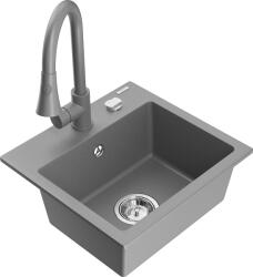 Mexen Milo, 1 kamrás gránit mosogató 435x410x171 mm és Elia mosogató csaptelep, szürke, 6505-71-670101-71 (6505-71-670101-71)