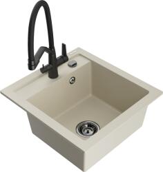 Mexen Vito, 1 kamrás gránit mosogató 520x490x210 mm, Duo mosogató csaptelep, bézs, 6503-69-671701-70-B (6503-69-671701-70-B)