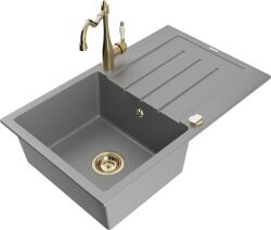 Mexen Bruno, gránit mosogató 795x495x200 mm, 1 kamrás és mosogató csaptelep Carla, szürke, 6513-71-670700-50 (6513-71-670700-50)
