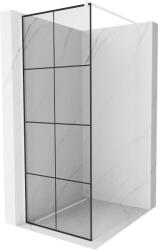 Mexen Kioto, Walk-In zuhany paraván 90 x 200 cm, 8mm üveg tiszta / fekete mintás, fehér profil, 800-090-101-20-77 (800-090-101-20-77)