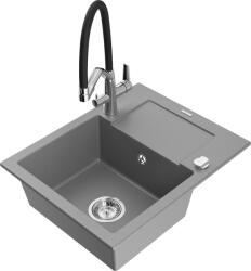 Mexen Enzo, gránit mosogató 576x465x174 mm, 1 kamrás és Duo mosogató csaptelep, szürke, 6506-71-671701-07 (6506-71-671701-07)