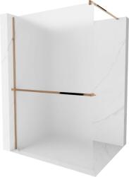 Mexen Kioto +, zuhany paraván polccal és törölközőtartóval 100 x 200 cm, 8 mm-es cukormázüveg, rózsaszín arany profil, 800-100-121-60-30 (800-100-121-60-30)