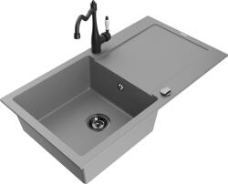 Mexen Leo, gránit mosogató 900x500x190 mm, 1 kamrás és mosogató csaptelep Carla, szürke, 6501-71-670700-70-B (6501-71-670700-70-B)