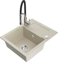 Mexen Enzo, 1 kamrás gránit mosogató 576x465x174 mm és Aster mosogató csaptelep, bézs, 6506-69-73450-07 (6506-69-73450-07)