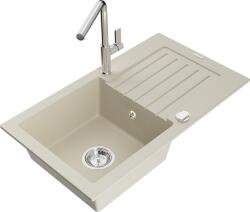 Mexen Pablo, 1 kamrás gránit mosogató 752x436x161 mm és Flora mosogató csaptelep, bézs, 6510-69-670401-00 (6510-69-670401-00)