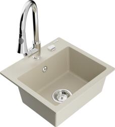 Mexen Milo, 1 kamrás gránit mosogató 435x410x171 mm és Elia mosogató csaptelep, bézs, 6505-69-670101-00 (6505-69-670101-00)