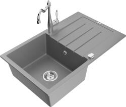 Mexen Bruno, gránit mosogató 795x495x200 mm, 1 kamrás és mosogató csaptelep Carla, szürke, 6513-71-670700-00 (6513-71-670700-00)