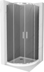Mexen Rio, negyed kerek zuhanykabin tolóajtóval 90 x 90 cm, 5mm szürke üveg, króm profil + fehér zuhanytálca, 863-090-090-01-40-4110 (863-090-090-01-40-4110)