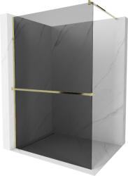 Mexen Kioto +, zuhany paraván polccal és törölközőtartóval 100 x 200 cm, 8mm szürke üveg, arany profil, 800-100-121-50-40 (800-100-121-50-40)