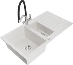 Mexen Matias, 1, 5 kamrás gránit mosogató 900x505x200 mm és Duo mosogató csaptelep, fehér, 6502-20-671701-07 (6502-20-671701-07)