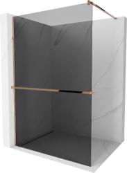 Mexen Kioto +, zuhany paraván polccal és törölközőtartóval 100 x 200 cm, 8mm szürke üveg, rózsa arany profil, 800-100-121-60-40 (800-100-121-60-40)